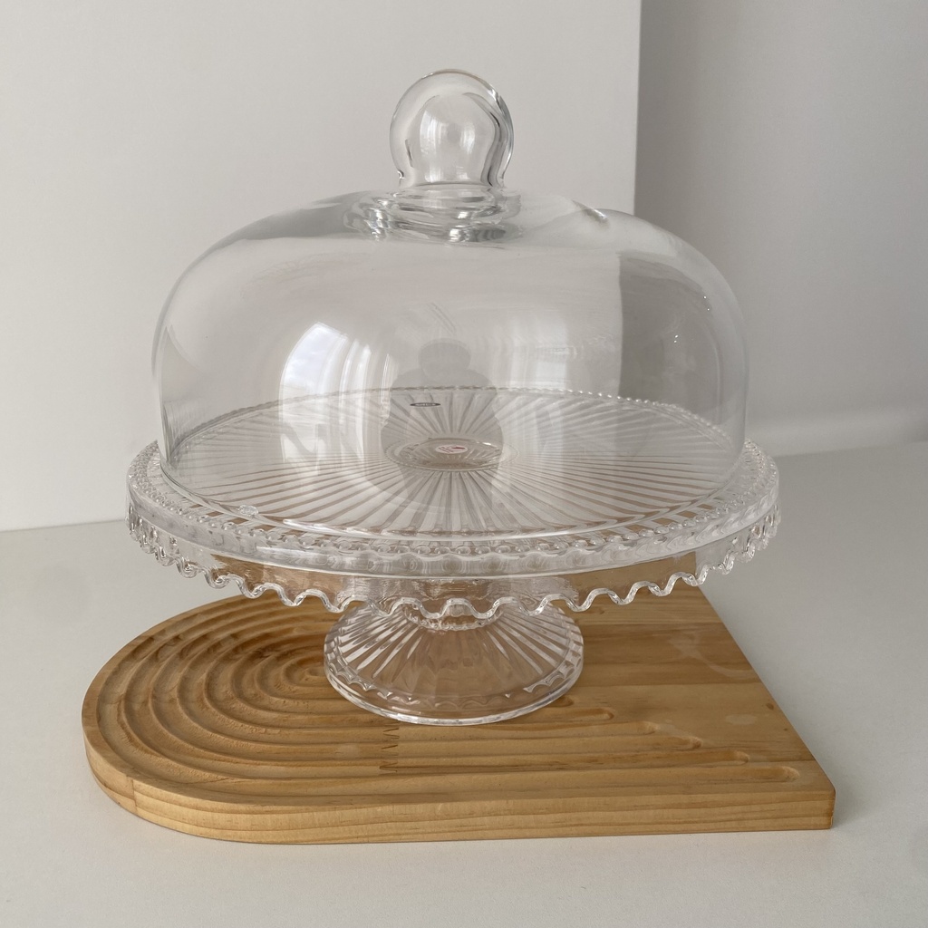 Damla Assiette A Gateau Ronde Avec Couvercle 28 x 27,5