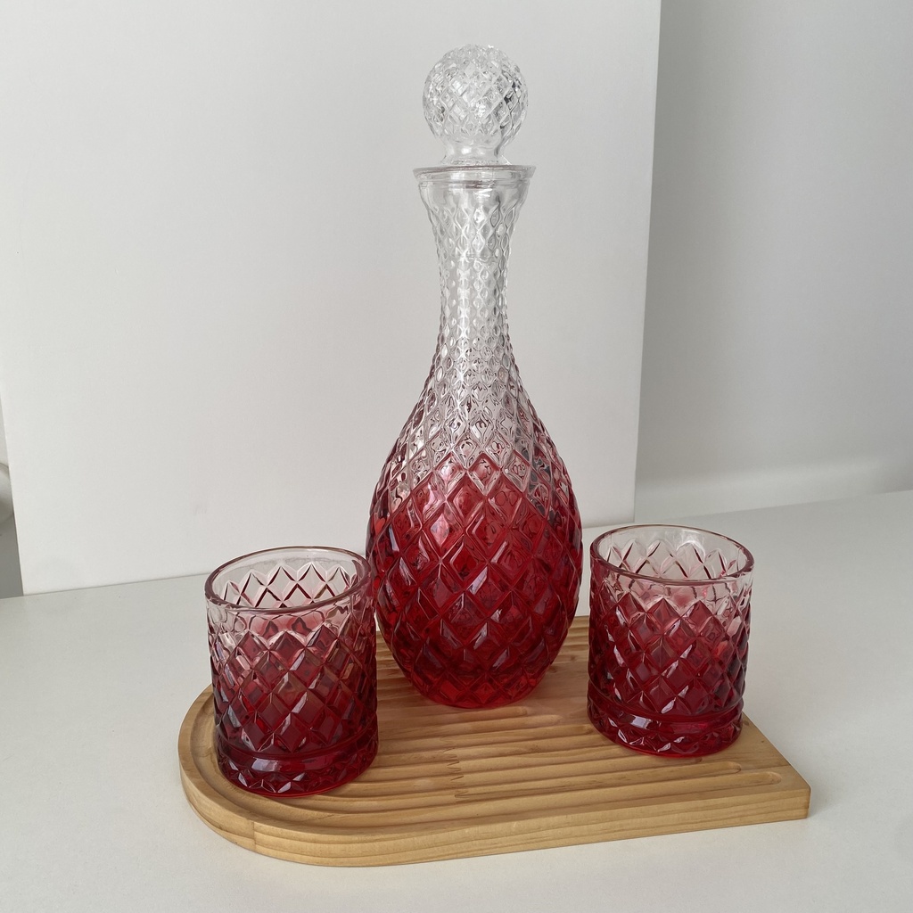 14*33cm isis degr carafe avec +6 verres rouge