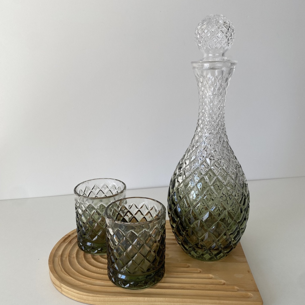 14*33cm isis degr carafe avec +6 verres verte