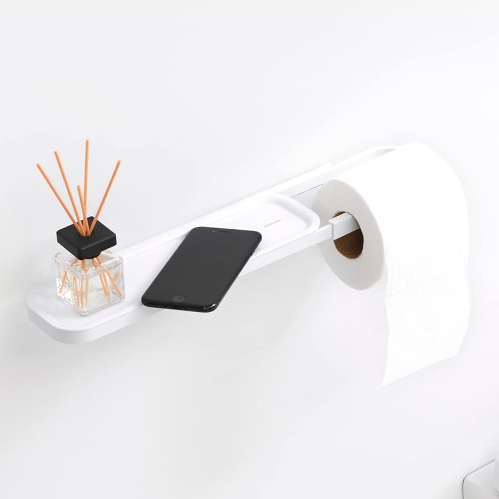 Mind Set Porte-Rouleau De Papier Toilette Avec Etagere Blanc