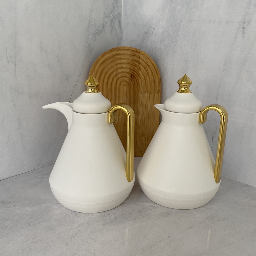 Thermos Blanc Et Dore