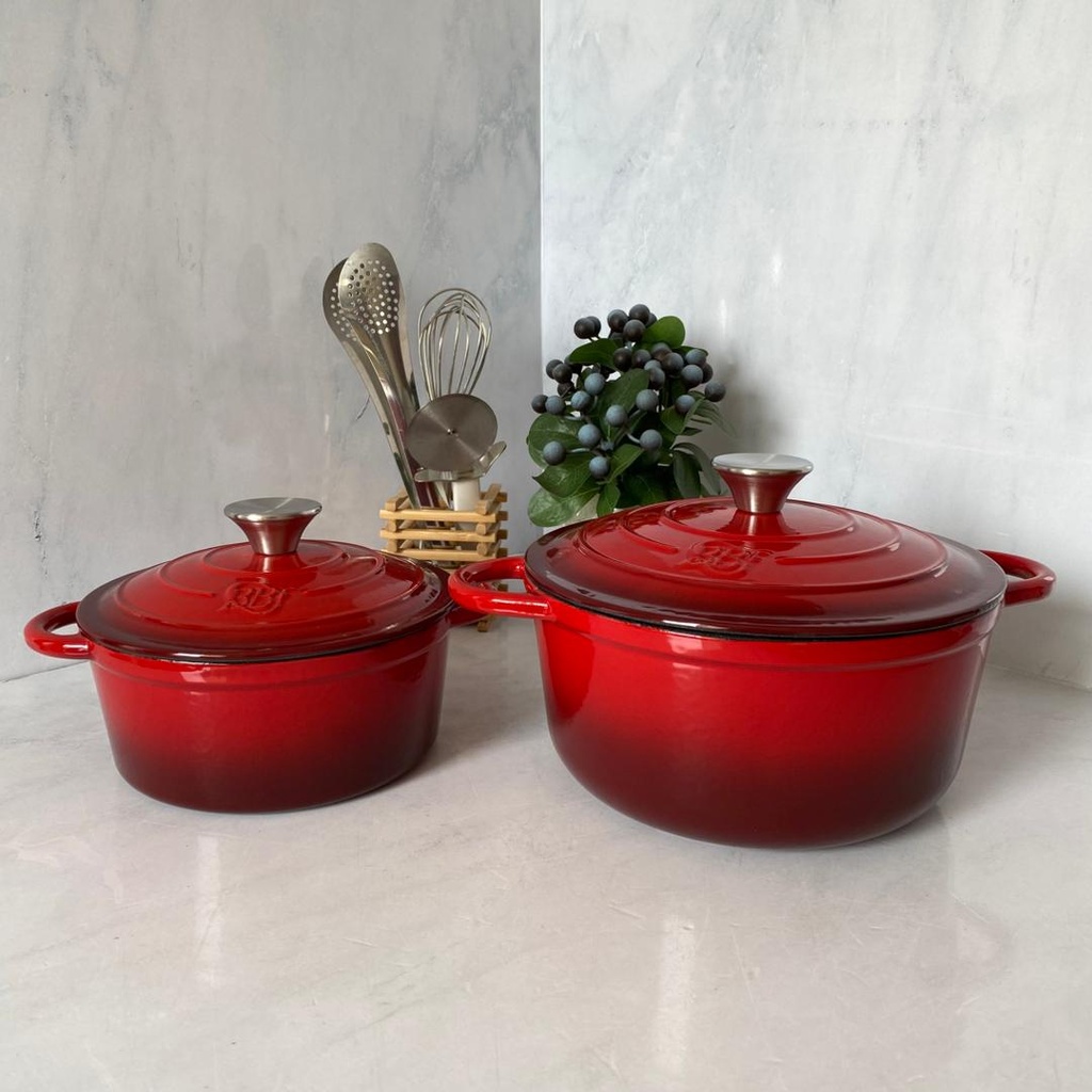 Marmite En Fonte 2Pcs Rouge