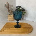 Embossed  Verre a pied bleu 8.8x16.2cm