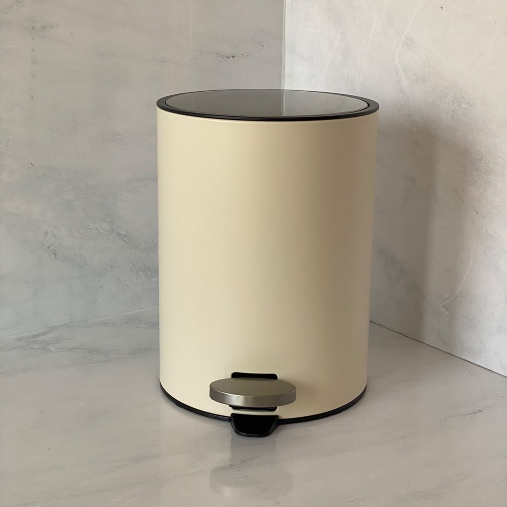 Poubelle à pédale Jobs 3 L avec fermeture amortie-Crème mat