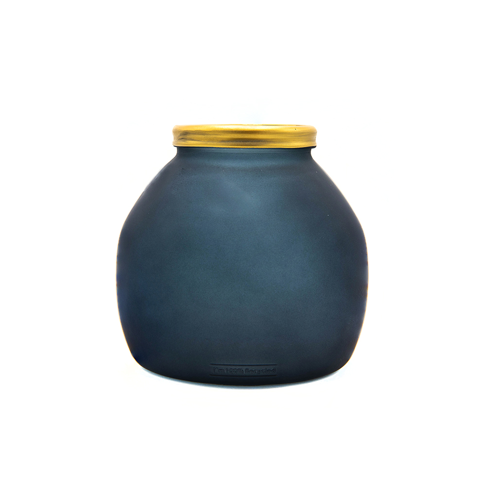 [5983F1132] Gold Edge Vase 20Cm Bleu Petrol