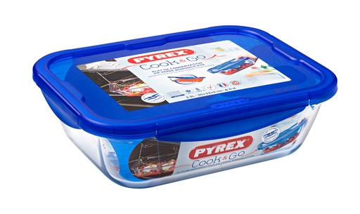 [281PGTB] PYREX COOK & GO PLAT RECTANGULAIRE BLEU 20*15CM