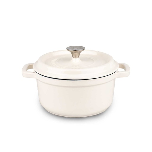 [EC1017A-B] Cocotte Ronde En Fonte 20Cm Beige