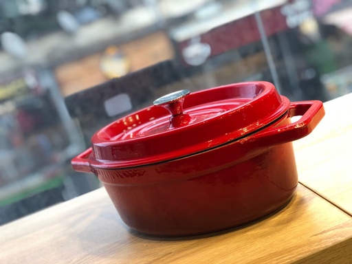 [EC1085-R] Cocotte Ovale Rouge 29Cm En Fonte