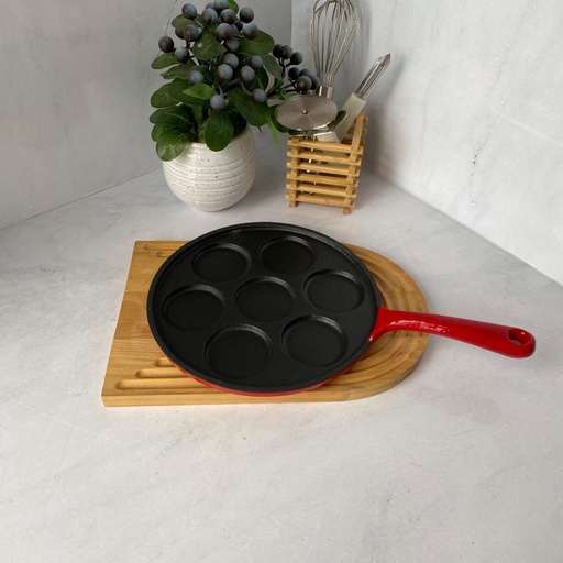 [EC2098-R] Poele A Pancake Rouge 37Cm En Fonte