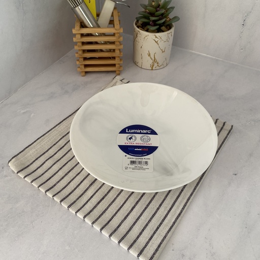 [Q9212] Diwali Blanc Marbre Assiette Creuse 20 Cm