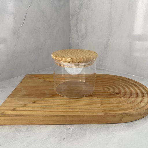 [GS450RD] Bocal en verre rond 450ml + couver bambou