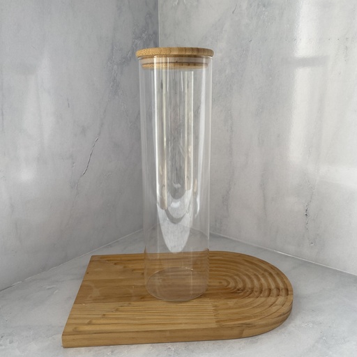 [GS2000RD] Bocal en verre rond 2000ml + couver bambou