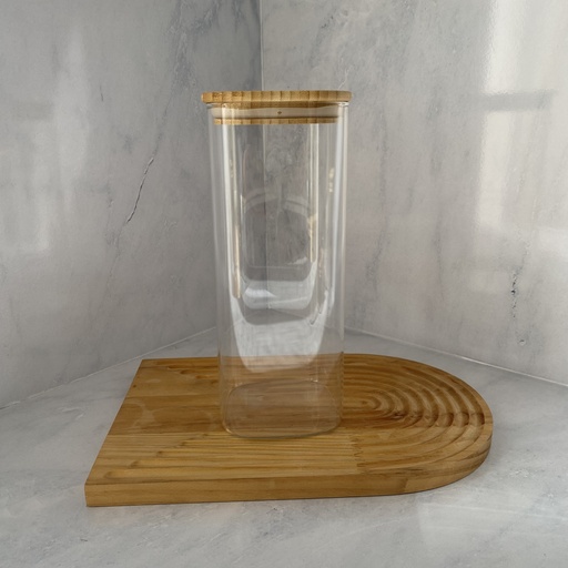 [G2000SQ] Bocal en verre carre 2L avec couvercle en bambou