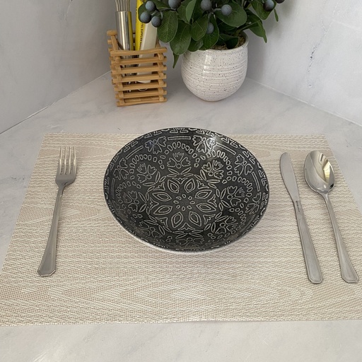 [154977] Assiette Creuse Grise Midnight