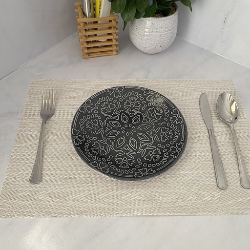 [154976] assiete dessert gres midnight /24