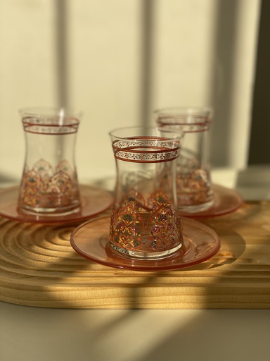 [CHR361/R] service a the 17 cl cashmere 6verre 6 sous tasse rouge