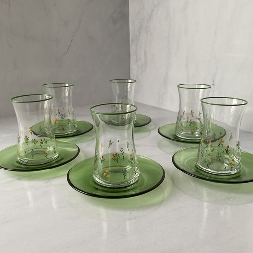 [BTC361/G] service a the 17 cl botanical 6verre 6sous tasse vert