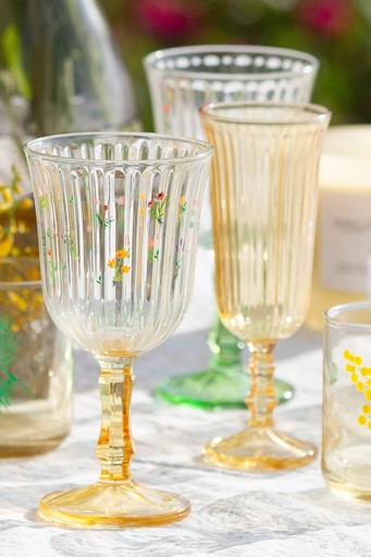 [BTC112/Y] Verre A Pied Botanical Jaune 24 Cl