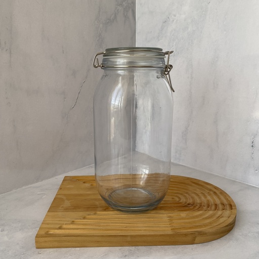 [CW2000RD] Bocal en verre rond 2000 ml + couver en verre