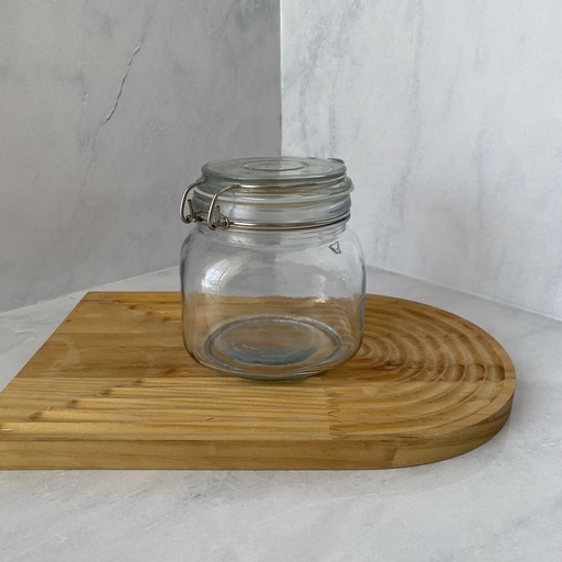 [CW750SQ] Bocal en verre carré 750 ml + couver en verre