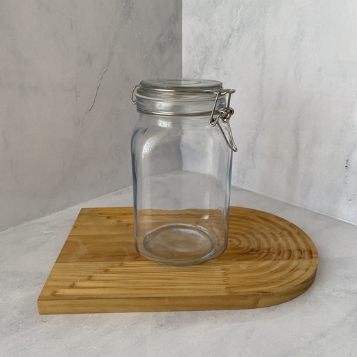 [CW1500SQ] Bocal en verre carré 1500 ml + couver en verre