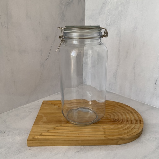 [CW2000SQ] Bocal en verre carré 2000 ml + couver en verre