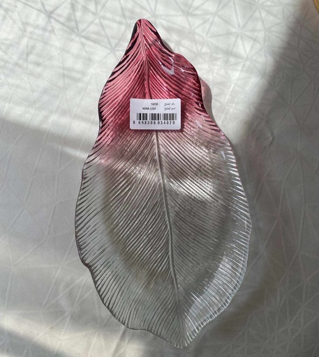 [14058] AK assiette 29 NANA LEAF-  TRANSPARENT PINK - CLEAR