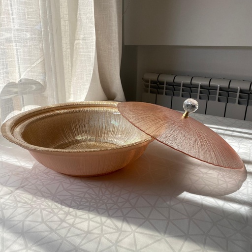 [14396] AK bol 28 REXY-INSIDE CHAMPAGNE  OUTSIDE  SALMON  WITH CHAMPAGNE LID