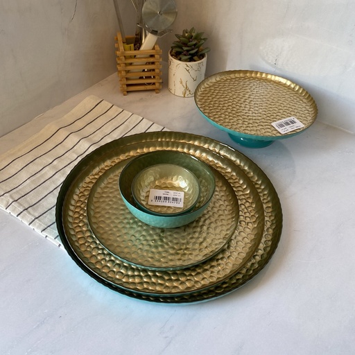 [15128/A] AK présentoir à gâteau 21 SAHRA-INSIDE GOLD - OUTSIDE OPAQUE TURQUOISE