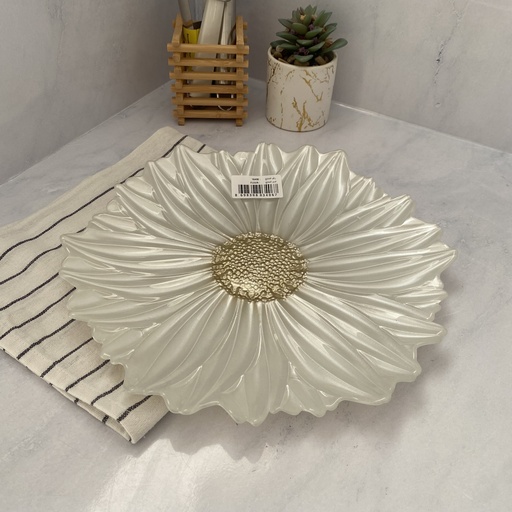 [16490] Fleur Assiette Pearl White 32Cm