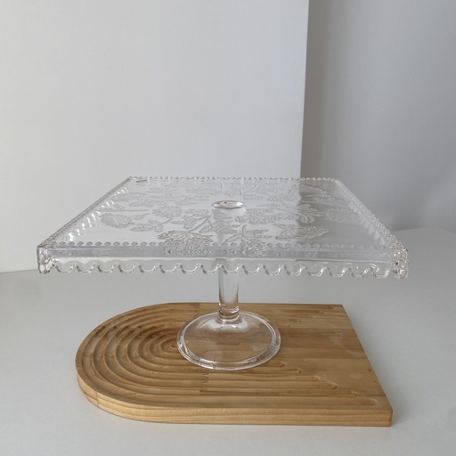 [SN.WHT.302] Assiette A Gateaux Carree A Pied Moyenne