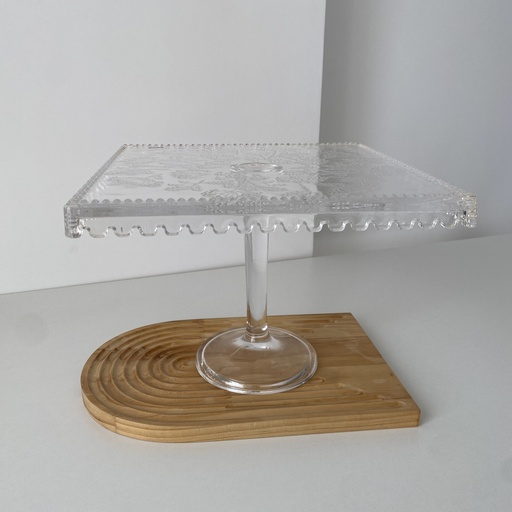 [SN.WHT.303] Assiette A Gateaux Carree A Pied Grande