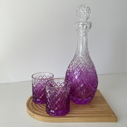 [SU.ISS.050.505] 14*33cm isis degr carafe avec +6 verres lilas