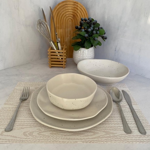 [2150-43F/D2] SERVICE A TABLE 24 PCS BLANC MOUCHÈTE 