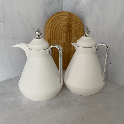[25133] Set Thermos 2Pcs Blanc Et Silver