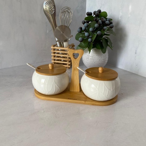 [0804-31] Porte Epices Ceramique Support En Bois