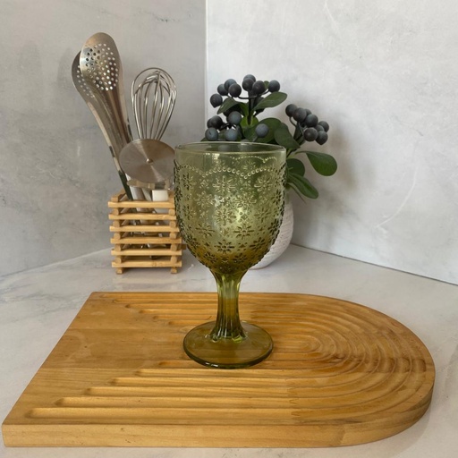 [GR344] Flower Pattern Verre a pied Vert