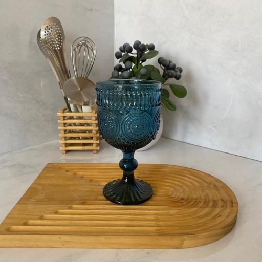 [GR362-B] Sunflower Verre A Pied Bleu